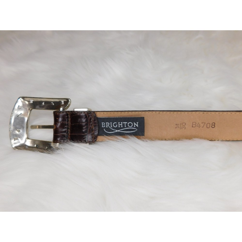 BRIGHTON BROWN EMBOSSED LEATHER BELT MED - Picture 6 of 9
